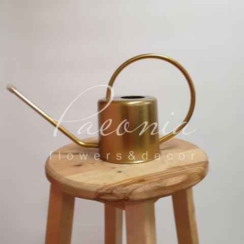 Лейка металлическая h11cm d13cm золотая