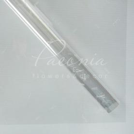 Калька флористична прозора листова з принтом білі літери 60см*60см