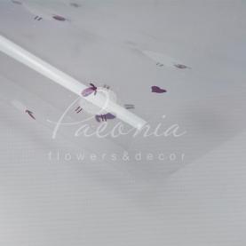 Калька флористическая прозрачная листовая с принтом фиолетовые овечки 60см*60см