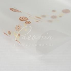 Калька флористическая прозрачная листовая с принтом коричневые цветы 60см*60см
