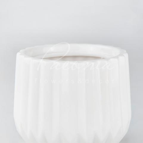 Кашпо керамічне орігамі біле Ø10см h11см Кашпо керамічне орігамі біле Ø10см h11см