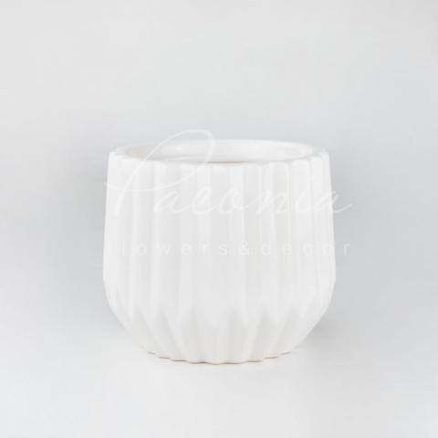 Кашпо керамічне орігамі біле Ø10см h11см Кашпо керамічне орігамі біле Ø10см h11см