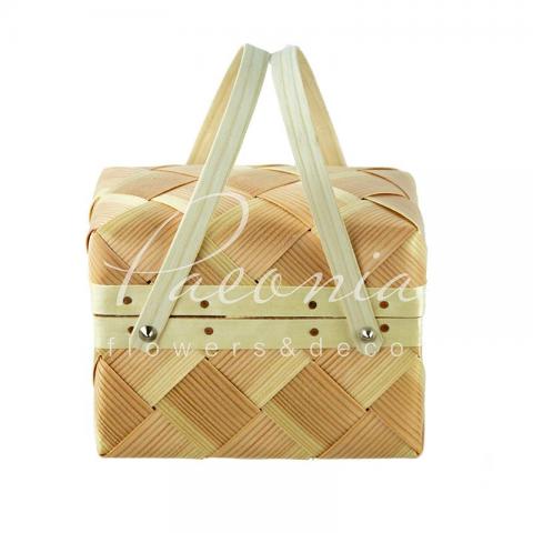 Корзина из шпона с крышкой и двумя ручками h11,5*см*w10см*15,5см