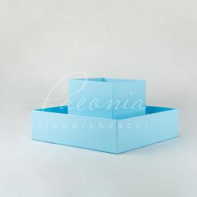 Коробка з картону та пластику квадратна блакитна 20см*20см*28см