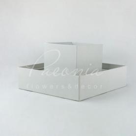 Коробка з картону та пластику квадратна сіра 20см*20см*28см