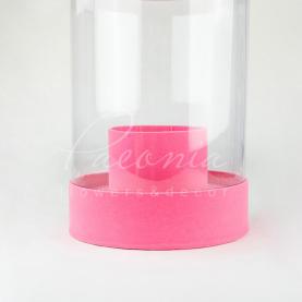 Коробка из картона и пластика круглая бархат розовая 20см*28см 