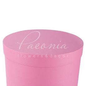 Коробка шляпная для цветов с крышкой розовая 29,5см*33см 
