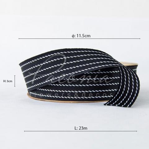 Лента репсовая с полоской-строчкой черная 3см*23м  Лента репсовая с полоской-строчкой черная 3см*23м