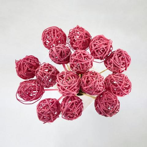 Сухоцвіт мікс висота 45см кулька з лози малиновий Сухоцвіт мікс висота 45см кулька з лози малиновий