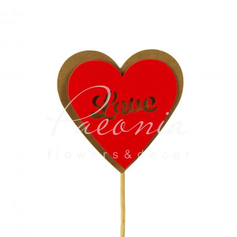Топпер Флористичний серце из крафта червоний 8*8 см H50см Топпер Флористичний серце из крафта червоний 8*8 см H50см