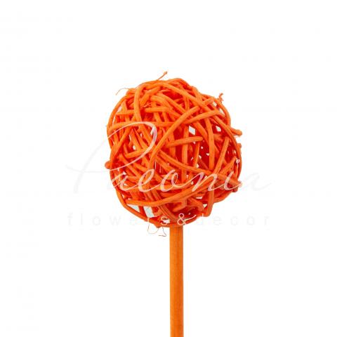 Топпер флористический шарик из лозы оранжевый H50см
