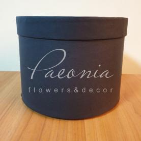 Коробка капелюшна для квітів з кришкою чорна 20см*15см