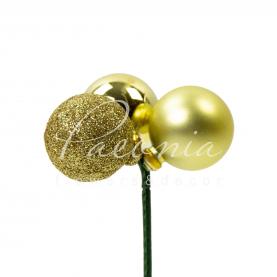 Топпер Флористичний H10см 3*d3см новорічні кулькі золотий Топпер Флористичний H10см 3*d3см новорічні кулькі золотий