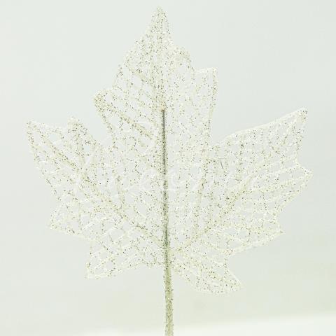 Топпер Флористичний H12см 9*9см із пластику Лист кленовий білий Топпер Флористичний H12см 9*9см із пластику Лист кленовий білий